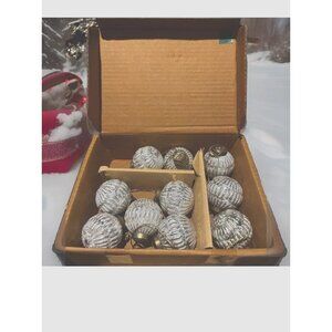 10 Restoration Hardware Kugel Style 2.5 Ribbed Mercury Glass Christmas Ornaments